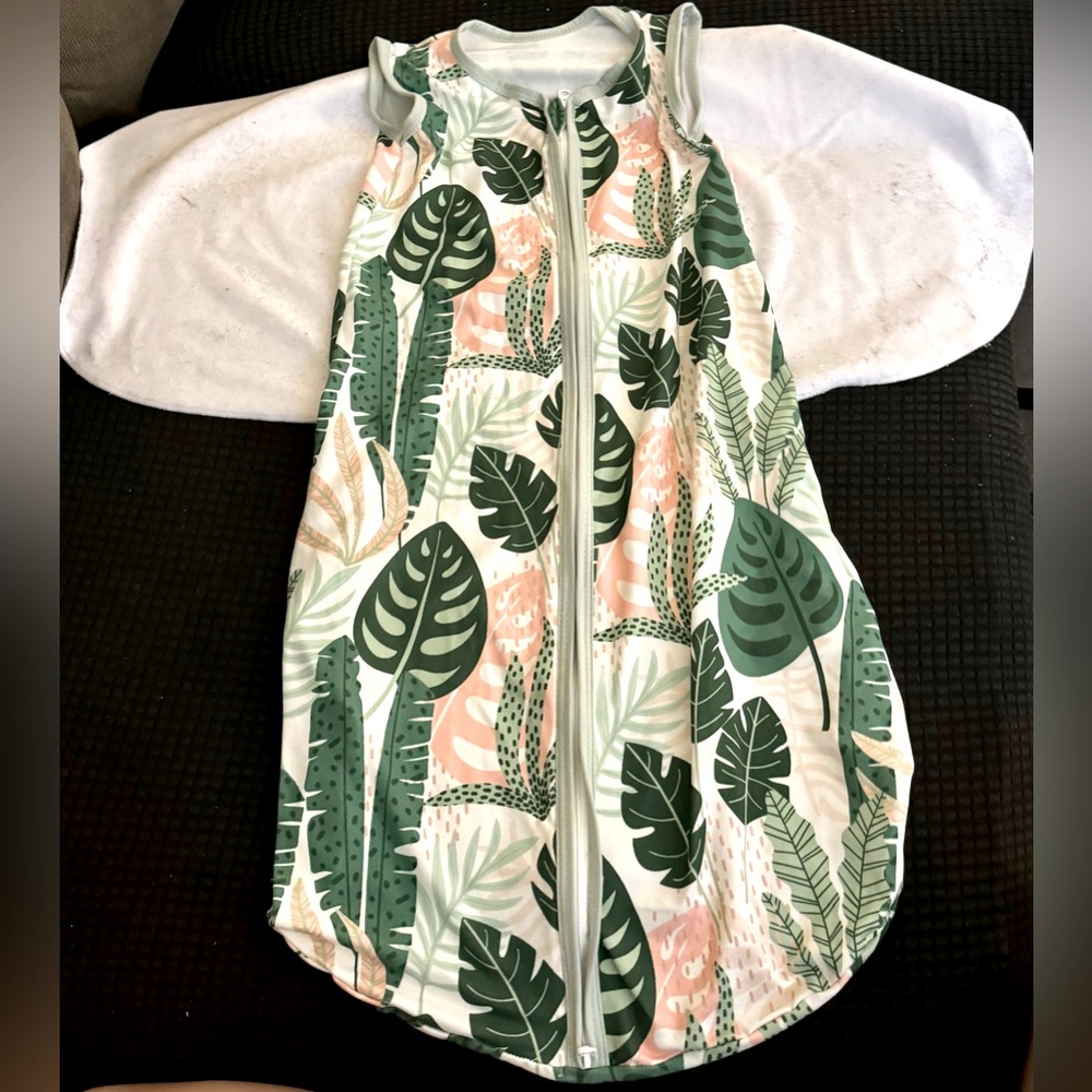Sleep Sack Swaddle,3-6 Months,3-Way Adjustable, TOG 0.5（Banana&Leaf) Set of 2